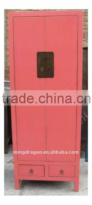 Chinese Antique Pink Wardrobe / Wedding Cabinet