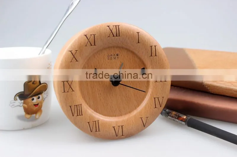 Hot sale Shanshui new design 100% wooden carving desktop clock, DRZ008