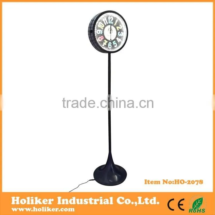 Indoor floor standing two face clock with LED light