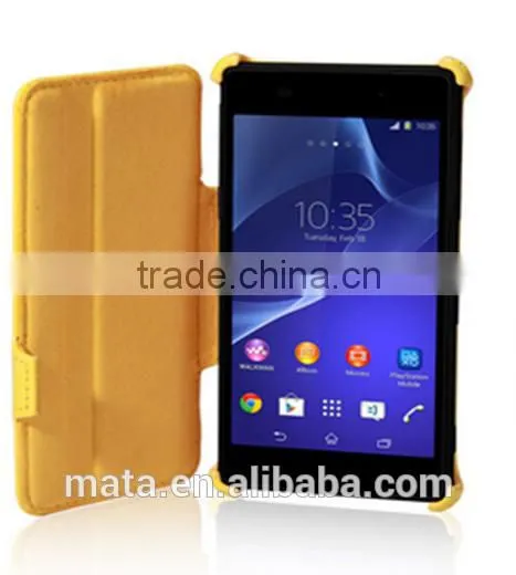 Factory Direct Selling Stand Function PU Leather Case For Sony Xperia Z2