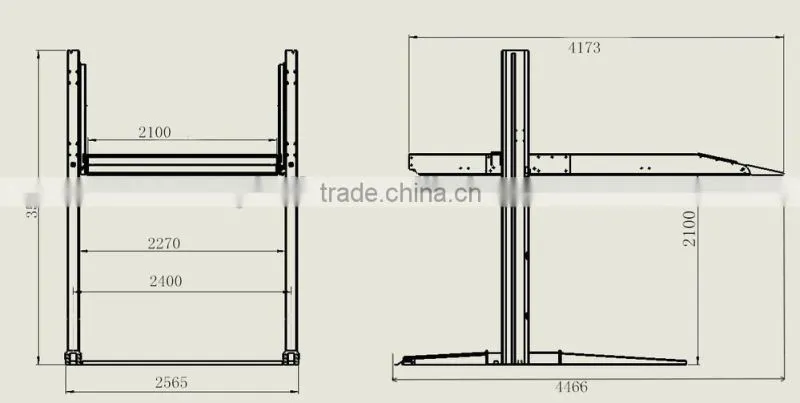 Two Level 2 Post Tilt Parking Lift/ double stack parking system/ hydraulic car park lift