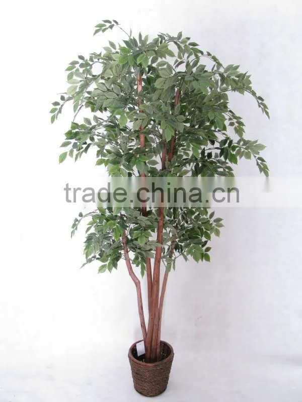 Artificial olive tree with trunks twist together potted in planter