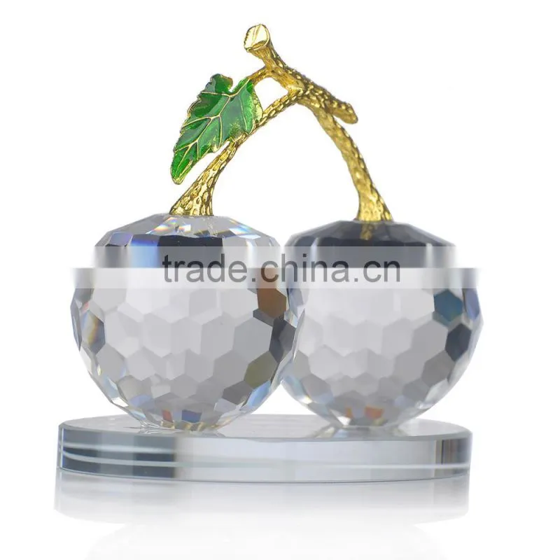 Crystal k9 glass decorative glass apple with base for wedding gifts