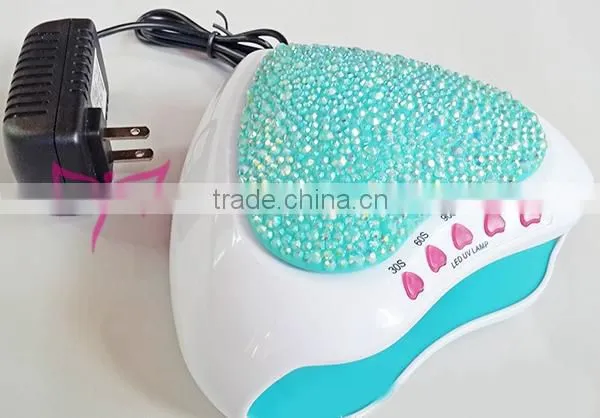 2015 9W heart shape with rhinestone professional convenient nail art LED lamp