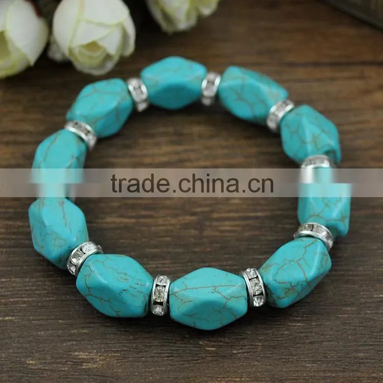 turquoise string mens charm bead bracelet, italian bead bracelet