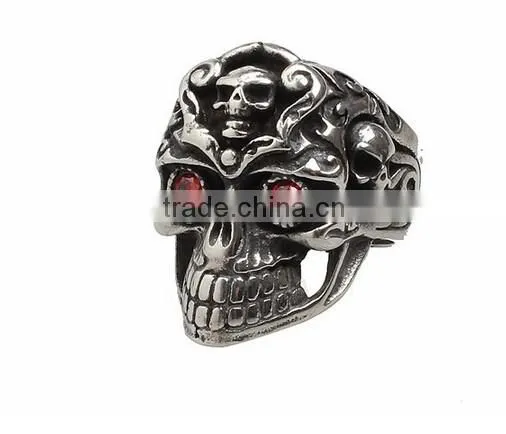 Stainless Steel Titanium Silver Men's Skull Men Cool Biker Punk Ring Retro