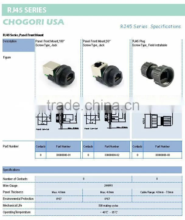 Panel mount rj45 waterproof connector