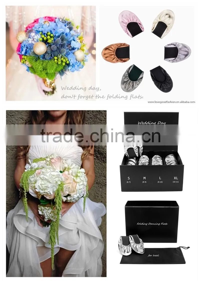 Print Your Own Logo On The Special Customized Wedding Gift Folding Ballet Flat Shoes