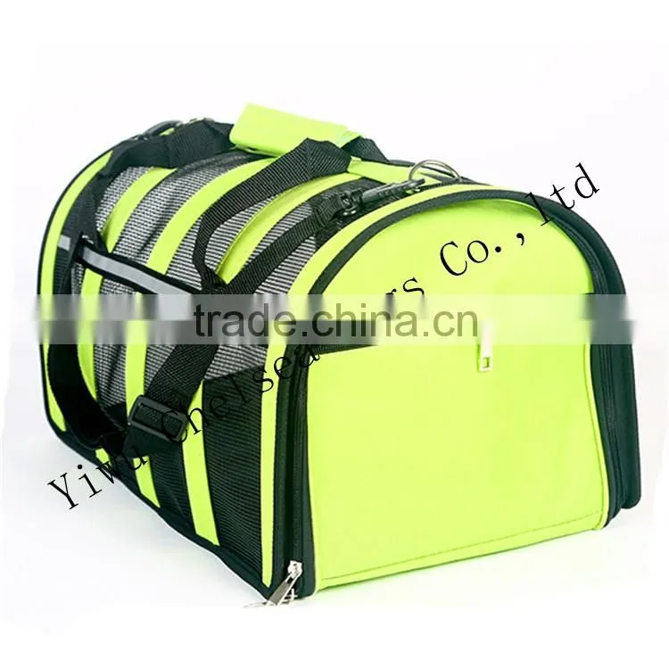 Pink air conditioned pet carrier for summer season stripe