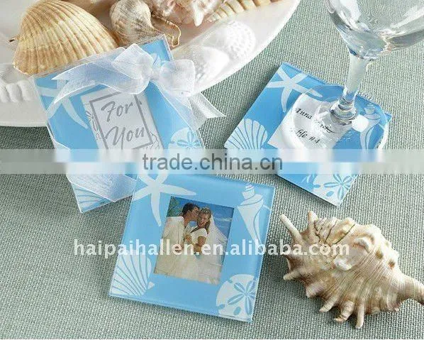 wedding favors glass coasters with sakura decorated