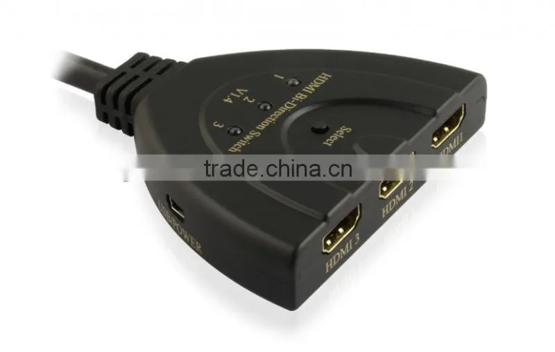 Hot video player 4kx2k 3 ports Bi-direction hdmi switch splitter with pigtail cable