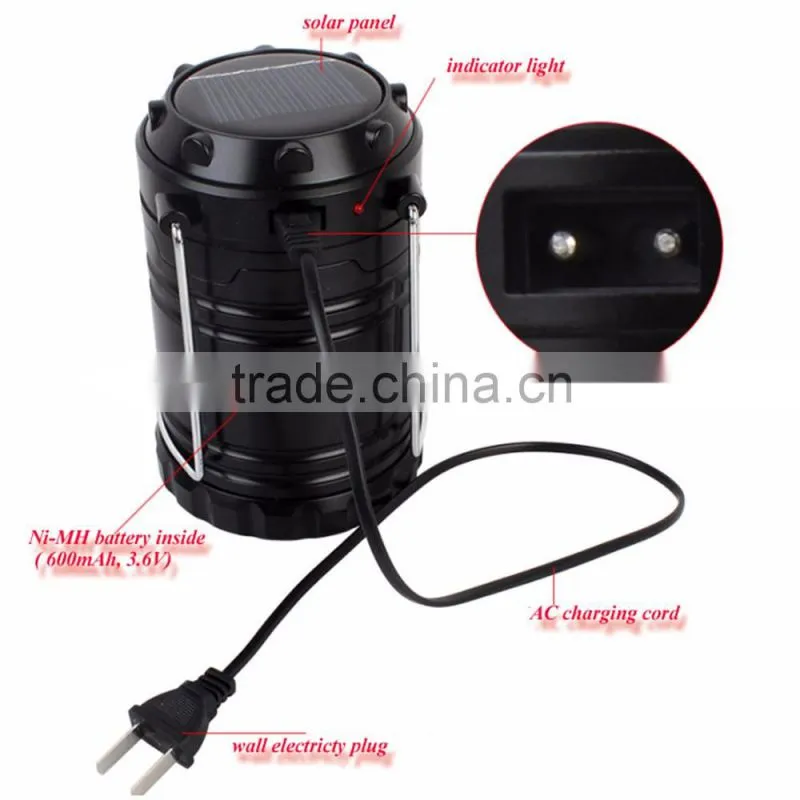 Outdoor Camping Lighting 6 LED Hand Lamp Collapsible Solar Camping Lantern Tent Lights Durable Portable Fishing Hanging Lighting