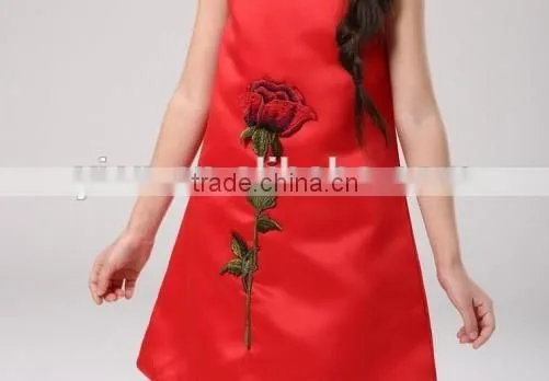 latest design children kids party dresses wholesale free necklace embroidered kids dresses for girls 2016