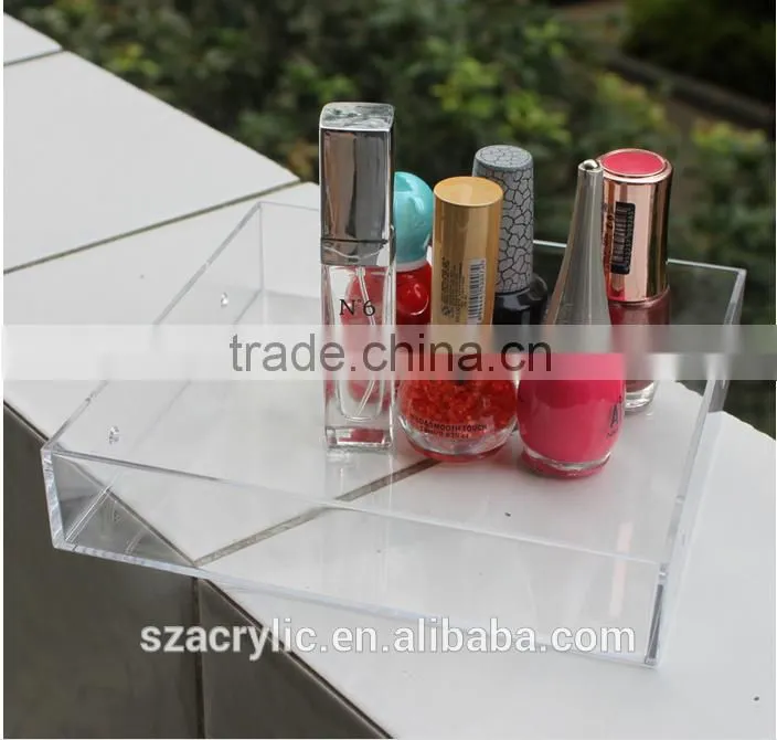Clear acrylic cosmetics organizer tray
