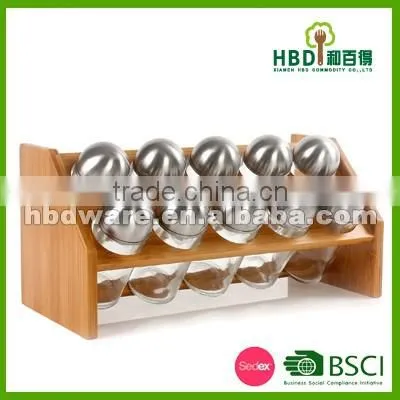 Spice jar set with bamboo rack wholesale