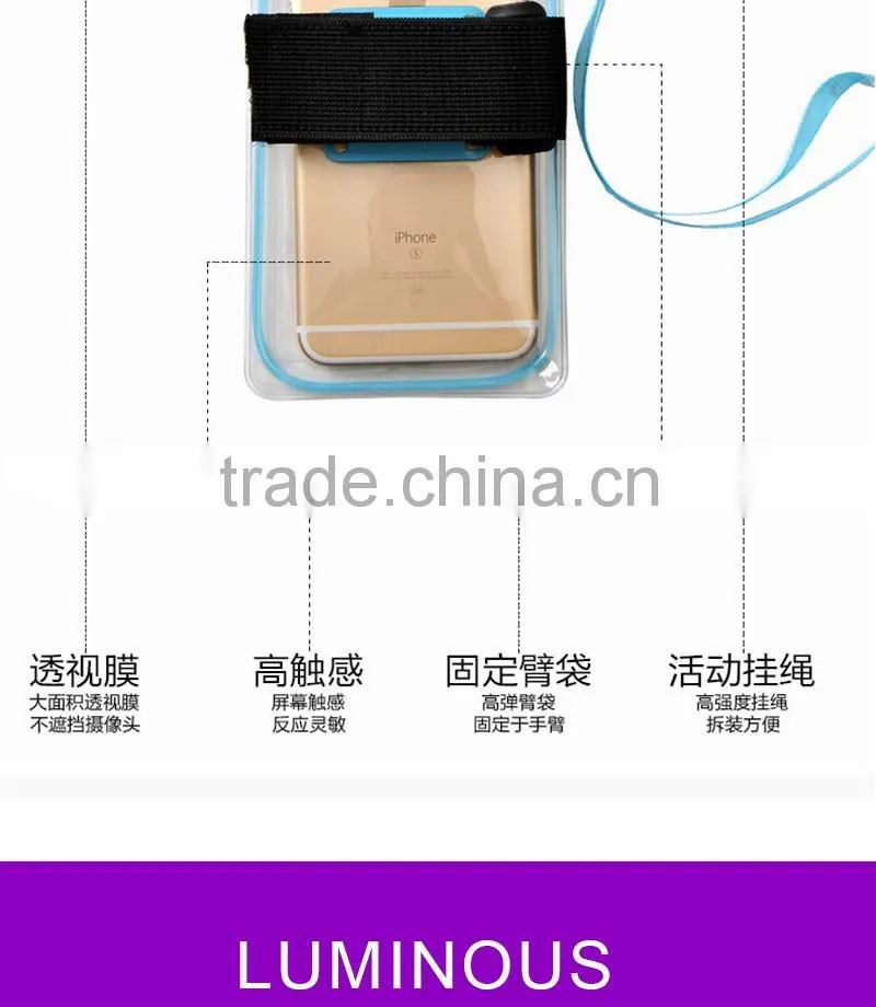 High Quality IPX8 Certified Universal Underwater Mobile Phone Waterproof Bags,Luminous Waterproof Pouch