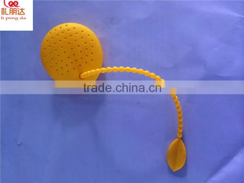 HOT! Set of 2 Loose siliconeTea Infuser Strainer with Drip Tray, Cute Silicone Leaf Handle As the Lid with stainless Steel Ball