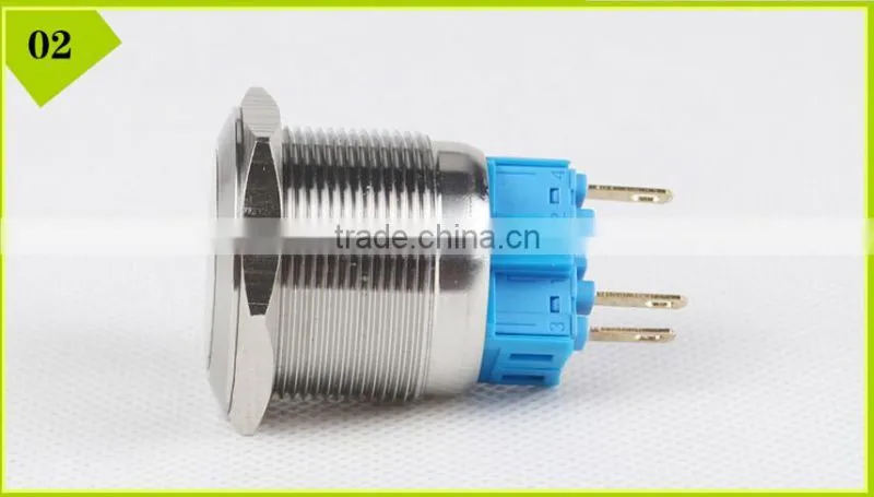 25mm Stainless Steel Latching 2NO2NC Ring Illuminated LED Metal Push Button Switch
