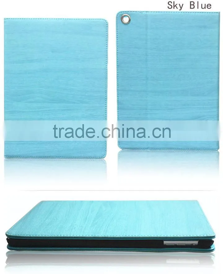 wood grain Leather Cases for apple iPad Air 2 Stand Tablet Case