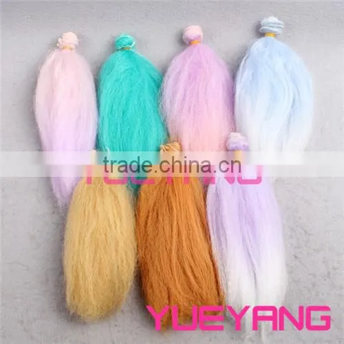 15cm long curly ombre color Troll doll hair extension