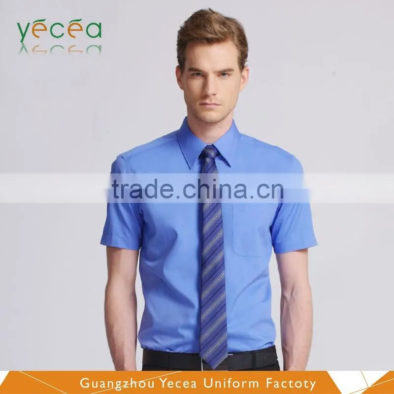 2016 Summer soft short sleeves polyester/cotton button brief Office Shirt for mature men wholesale logo pringting