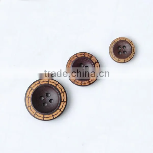 laser engraved 4 holes black wooden buttons for garment