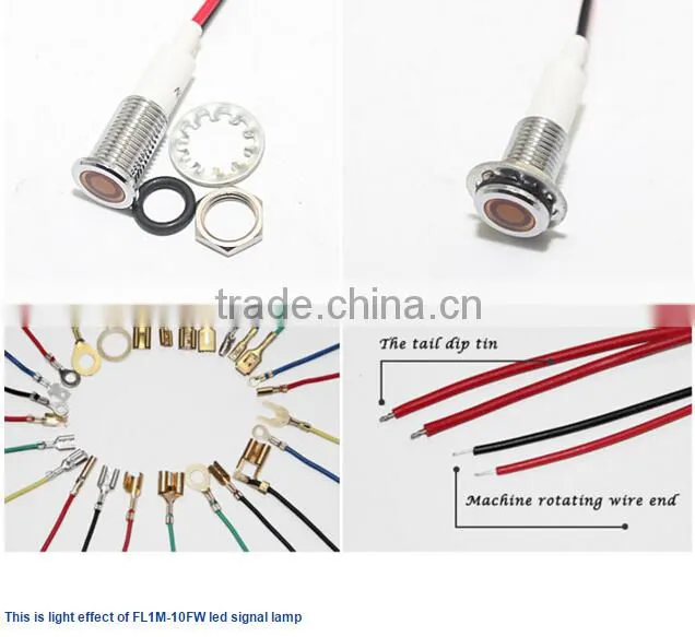 10mm flat head meter led turn control panel indicator light lamp 220v ac with wire