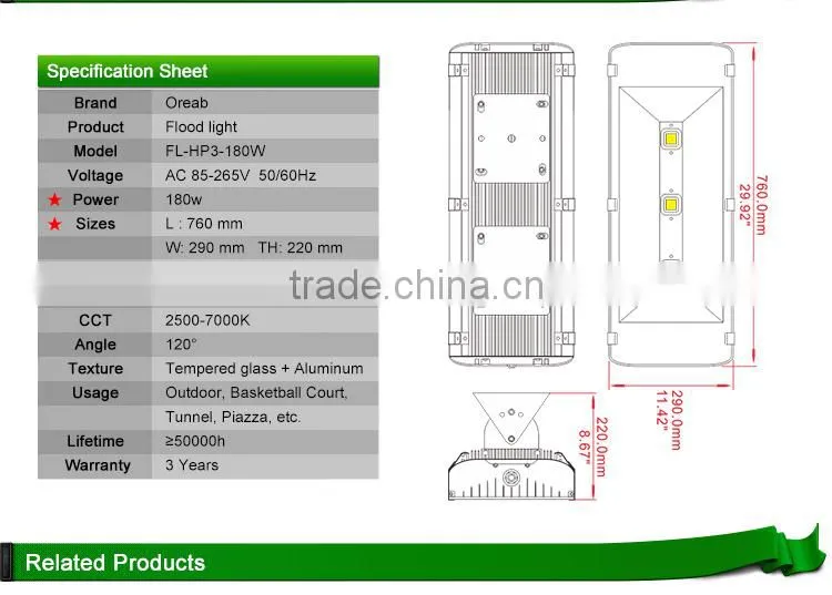 180w smd led solar dusk to dawn flood light