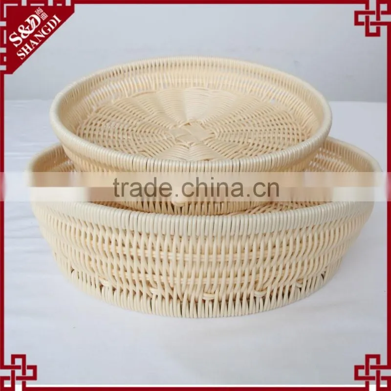 Graceful weaved round PP rattan bread basket for wholesale