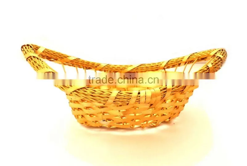 Kitchen Table Hand Woven Metal Bread Fruit Basket