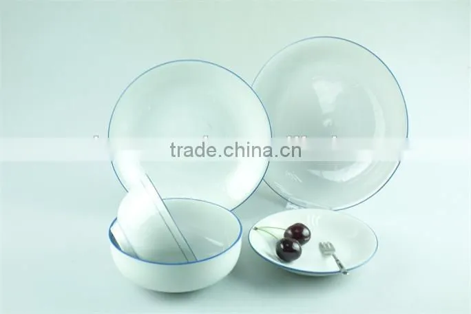 16pcs hot sell three color glazed ceramic dinner set with color box in stock
