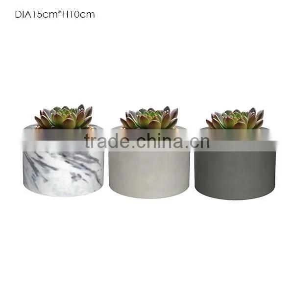 Round white concrete flower pots for garden series