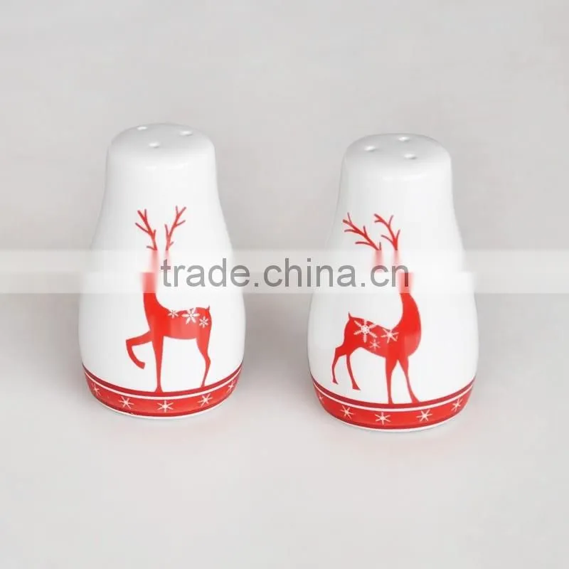 ceramic spice, salt and pepper shaker set with decal