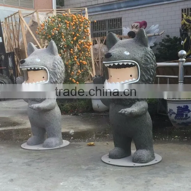 Fiberglass wolf statue figure