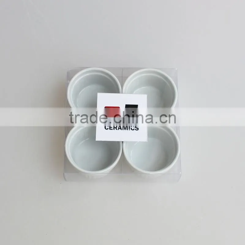 Set of 4 mini round ceramic tapas dish