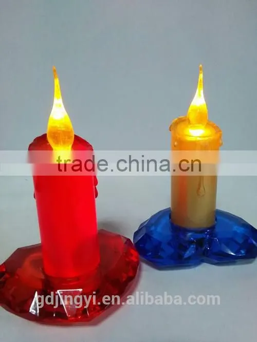 LED lighted acrylic heart shape base colorful candles decoraitons