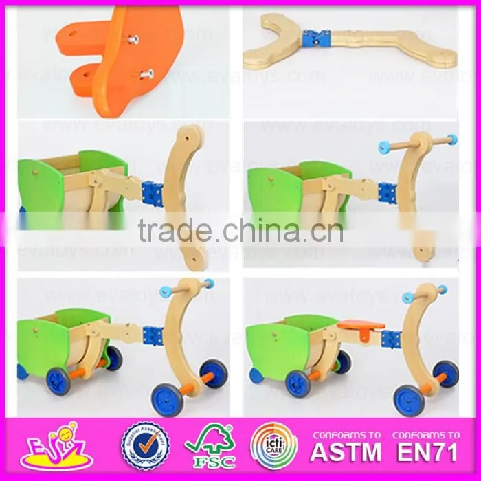 2016 new design Wooden baby walker toy,High Quality wooden baby educational walker toy, 3 IN 1 wooden walker toy W16A016