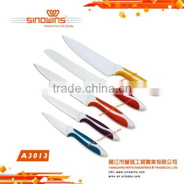 A3013 Elegant Design 5pcs Stainless Steel Knife Set With Non-stick Coating