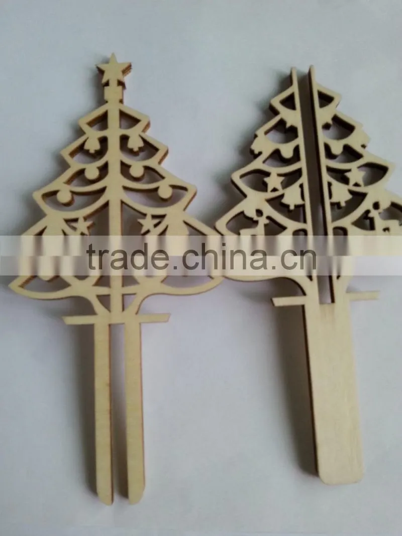 Laser Engraving Plywood Christmas Tree stick for Air Freshener Glass Bottle