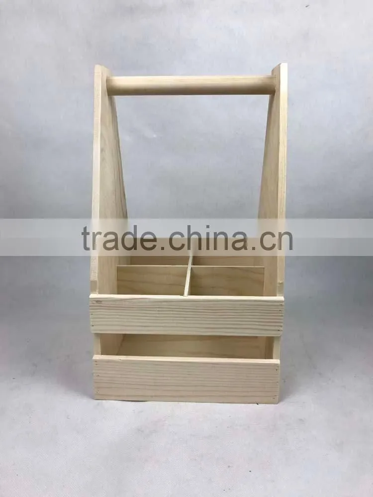 Portable removable beer wine bottle wooden crate