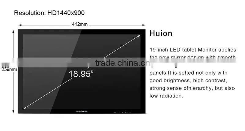 Huion GT-190 pen display graphic drawing tablet monitor