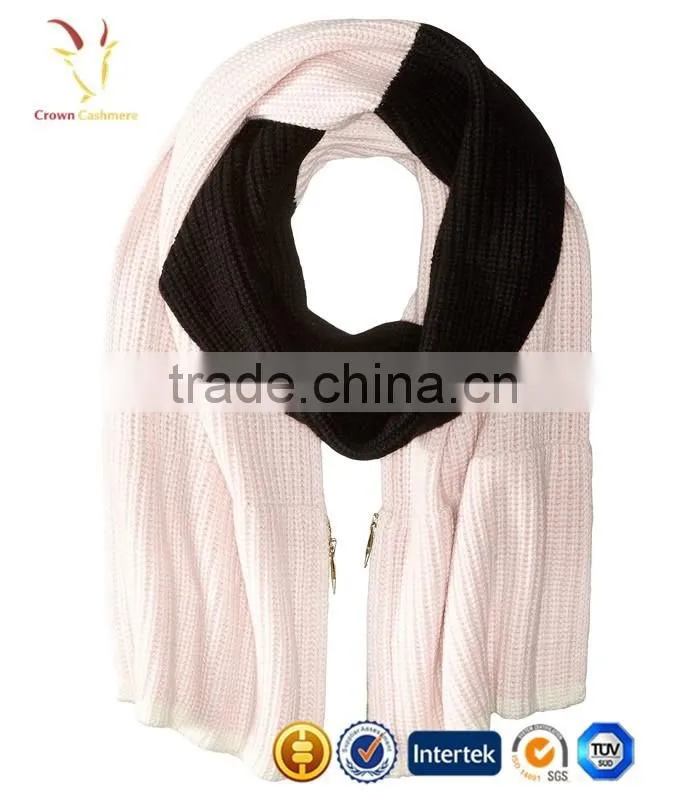 Simple Knit Thick Merino Wool Scarf with Zipper