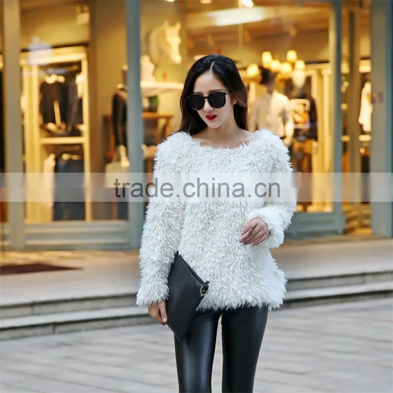 2015 Plus Size Faux Fur Coat Women Fashion Slim Fur Leather grass Long-Sleeved Sheep Wool Coat Female Casual Out Wear