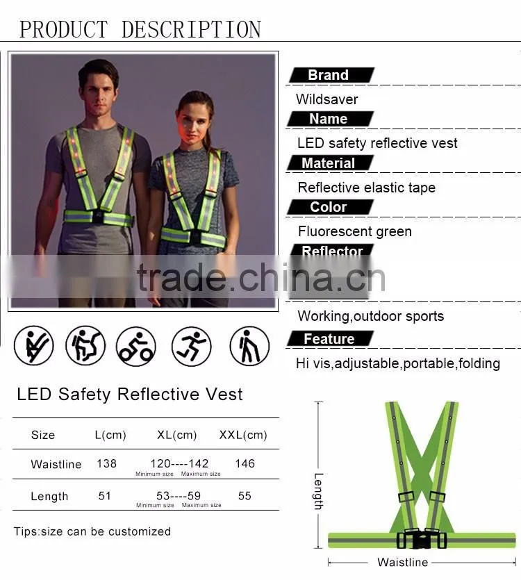 Elastic adjustable running motorcycle reflective airport safety vest