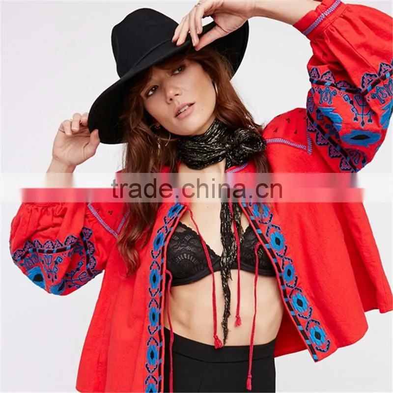 2017 OEM ladies embroidered vintage swingy home coat