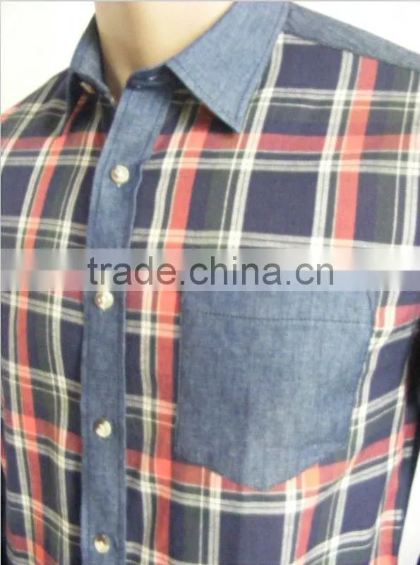 2016 Slim fit Newest Exclusive style 100%Cotton Yarn dyed Denim Shirt for men