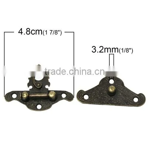 Antique Bronze Flower Pattern Jewelry Wooden Box Lock Latch Lock Decorative 4.8cmx3.8cm