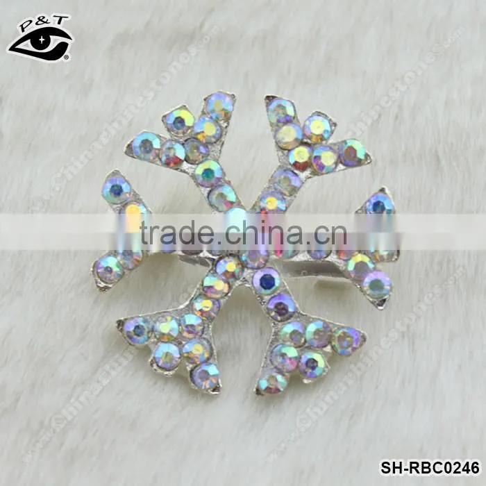 Snow flake shape Crystal AB color rhinestone brooch pin for dresses invitations