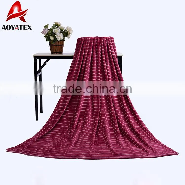 100 polyester warm stripe yarn dyed flannel fleece blanket