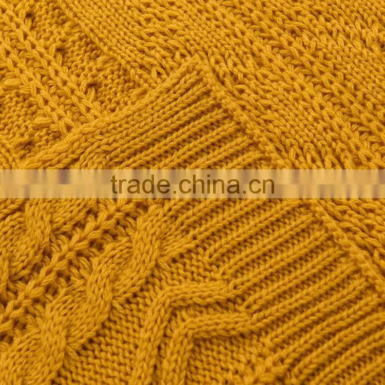 promotion solid color 100% knitted acrylic orange blanket